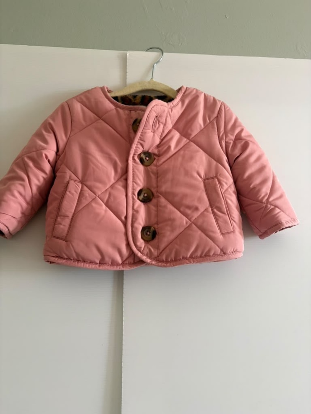 Janie and Jack Reversible Quilted Jacket Cheetah Lining 12-18 months Like New